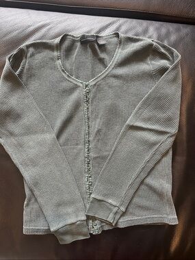 Moda Internacional Sage Green Waffle Knit Long Sleeve Top